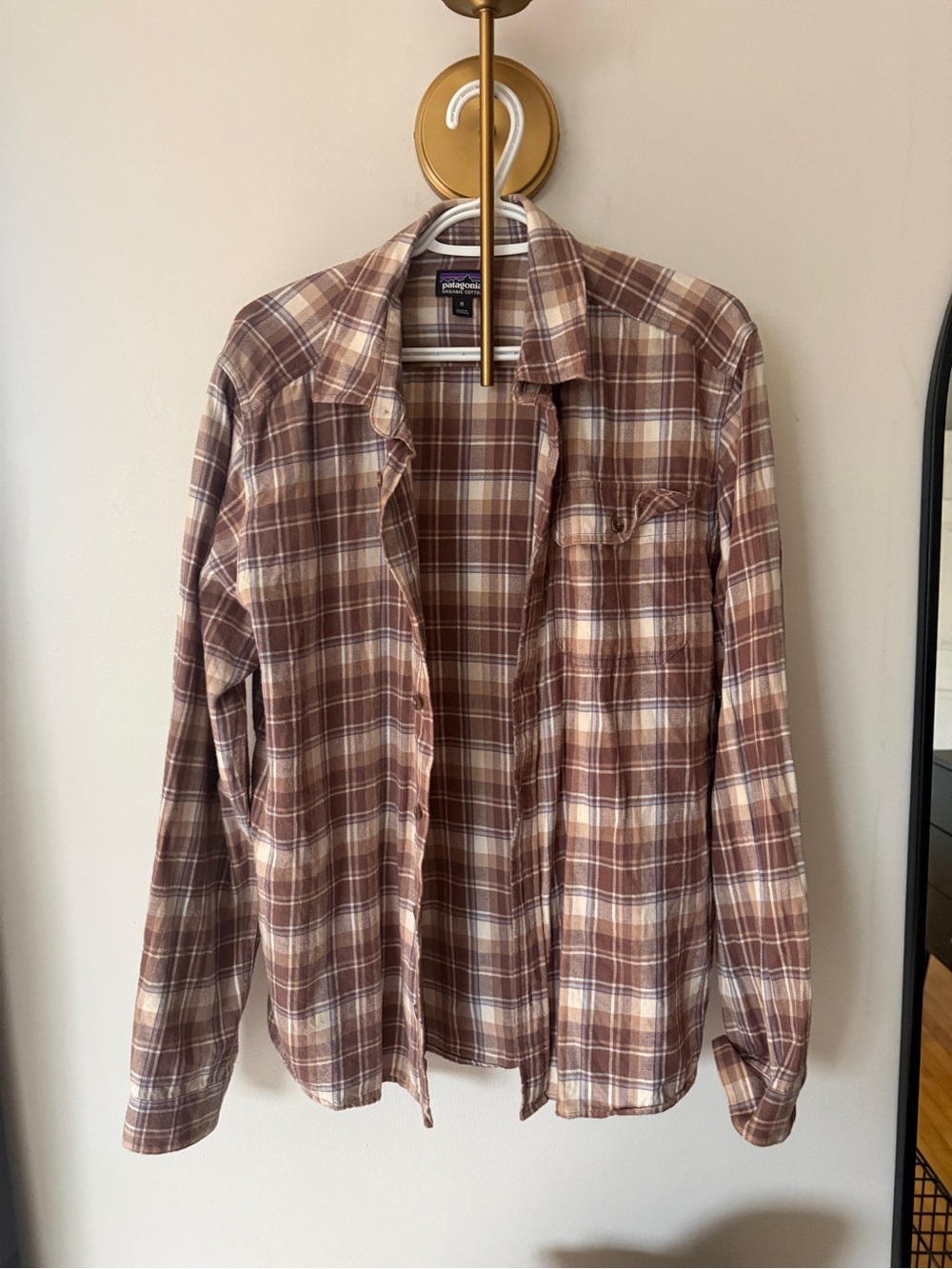 Patagonia Brown and Cream Plaid Button-Down Shirt